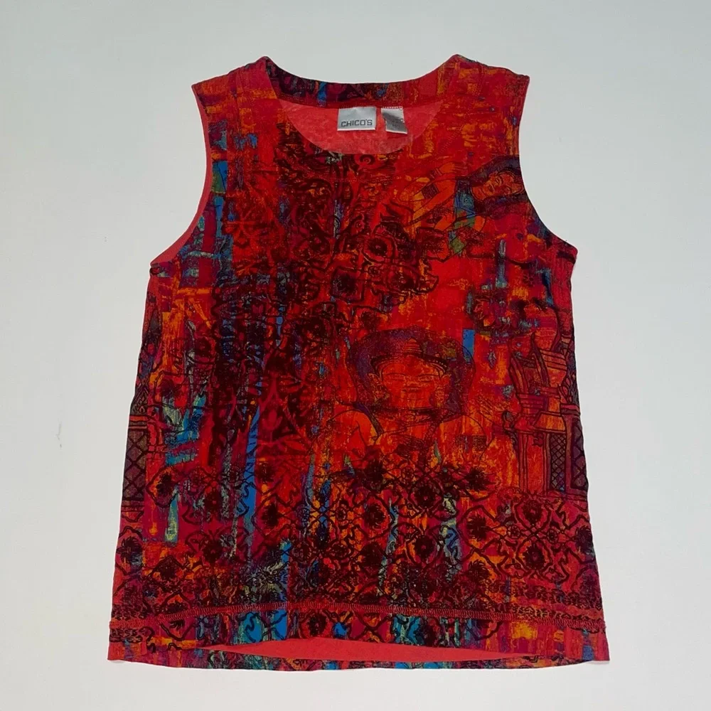 Vintage 1990s Chicos bright colorful print graphic camisole - Picture 1 of 4
